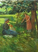 Les femmes rentrant du jardin